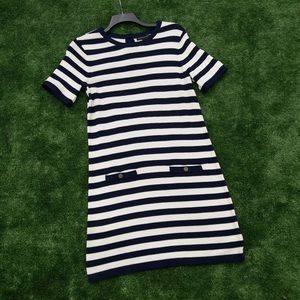 Navy Cream Nautical Striped Sweater Dress